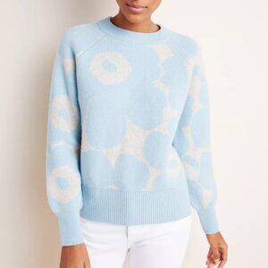 Marimekko Light Blue and Cream Kietoa Patterned Wool Sweater - XS